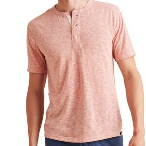 NEW  Faherty Brand Men's Heathered Red Short Sleeve Henley T-Shirt‎ Size M